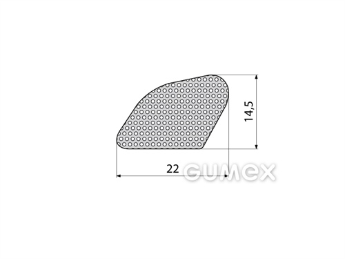 Mikroporézní profil tvarový, 14,5x22mm, hustota 500kg/m3, EPDM, -30°C/+80°C, černý